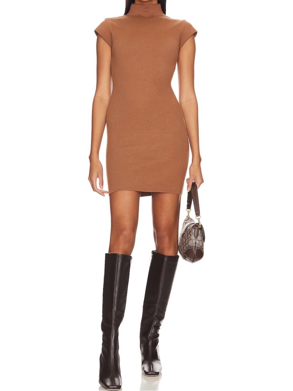 Line & Dot mini Sweater Dress in Camel from revolve